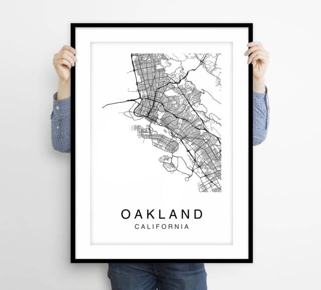Oakland City Map Art Print Modern Abstract Street Grid - image 1