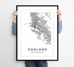 Oakland City Map Art Print Modern Abstract Street Grid - thumbnail 1