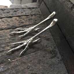 Woodland Crow/Blackbird Bronze Or Silver Metal Bird Feet Sculptural By Ink Jewelry - thumbnail 1