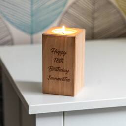 Personalised 18Th Birthday Candle Holder Beech Wood Tea Light Holder - Lc397 - thumbnail 2