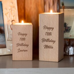 Personalised 18Th Birthday Candle Holder Beech Wood Tea Light Holder - Lc397 - thumbnail 3