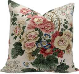 Lee Jofa Althea Poppy/Sage Chintz Cotton Cushion Cover Pillow Double Sided - thumbnail 1