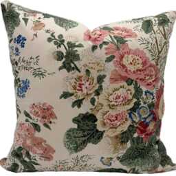 Lee Jofa Althea Poppy/Sage Chintz Cotton Cushion Cover Pillow Double Sided - thumbnail 2