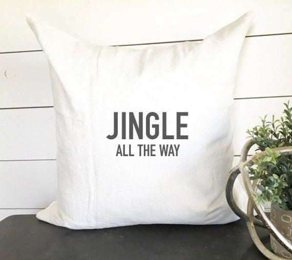 Jingle All The Way Pillow Cover, 18x18 Christmas Pillow, Decor, Gift, Holiday Decor, Gift - image 1