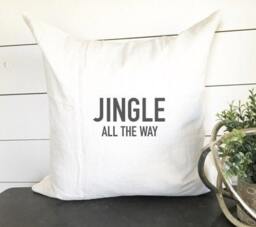 Jingle All The Way Pillow Cover, 18x18 Christmas Pillow, Decor, Gift, Holiday Decor, Gift - thumbnail 1