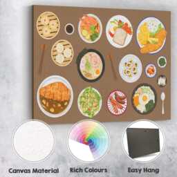Watercolour International Cuisine Food Collection Illustration Canvas Wall Art Print Decor Picture Ready To Hang - thumbnail 2