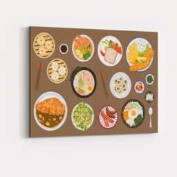 Watercolour International Cuisine Food Collection Illustration Canvas Wall Art Print Decor Picture Ready To Hang - thumbnail 4