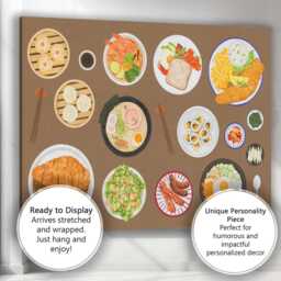 Watercolour International Cuisine Food Collection Illustration Canvas Wall Art Print Decor Picture Ready To Hang - thumbnail 3