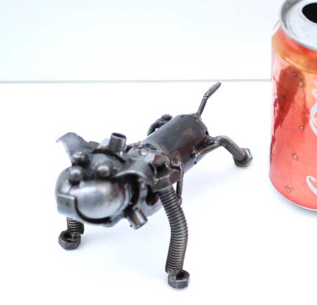 Bulldog Scrap Metal Sculpture, Handmade Recycled Steel Art, Unique Valentine Gift For Him - image 1