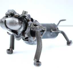 Bulldog Scrap Metal Sculpture, Handmade Recycled Steel Art, Unique Valentine Gift For Him - thumbnail 3