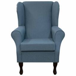 Blue Wingback Armchair - British Handmade & Upholstered Luxury Sawana Fireside Accent Chair Made To Order - thumbnail 2