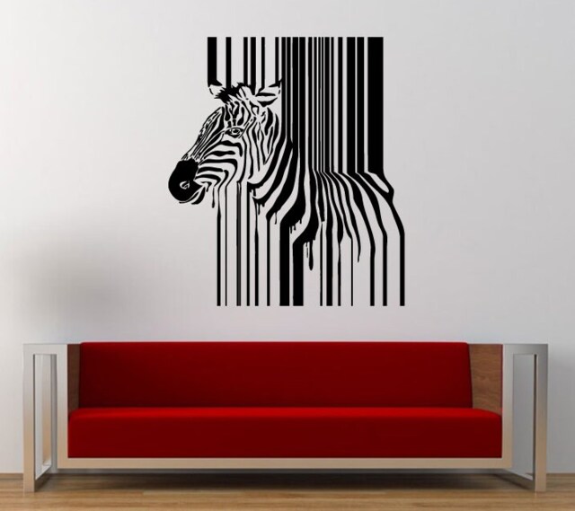 Melting Zebra Bar Code Wall Decal Sticker Vinyl Mural Leaving Bedroom Room Home Decor Free Shipping L363 - image 1