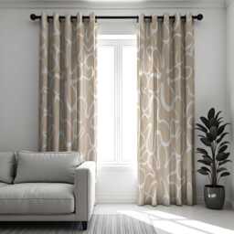 Abstract Beige & White Modern Curtains, Minimalist Soft Neutral Window Drapes, Contemporary Treatments, Made To Order Curtain Panels - thumbnail 3