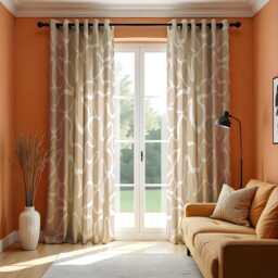 Abstract Beige & White Modern Curtains, Minimalist Soft Neutral Window Drapes, Contemporary Treatments, Made To Order Curtain Panels - thumbnail 1