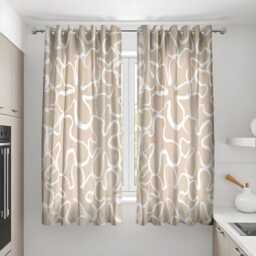 Abstract Beige & White Modern Curtains, Minimalist Soft Neutral Window Drapes, Contemporary Treatments, Made To Order Curtain Panels - thumbnail 2