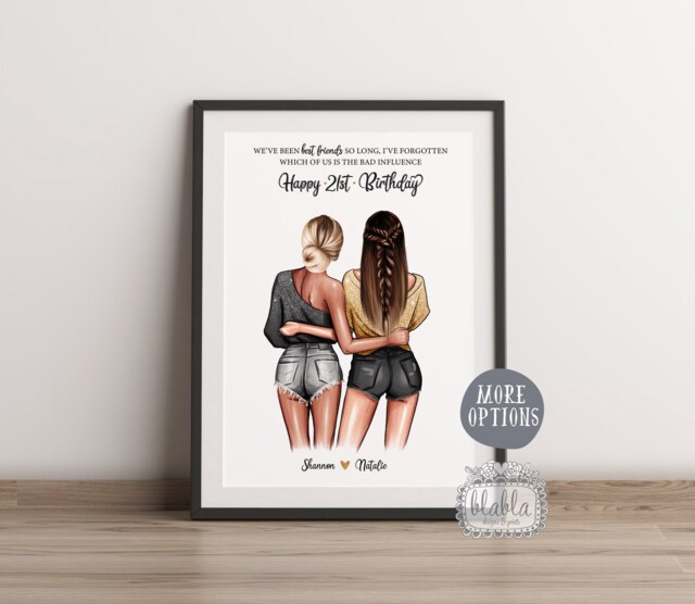 21st Birthday Gift, Friend Best Wall Art, Personalised Gift - image 1