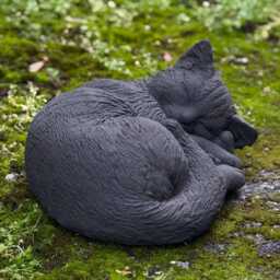 Black Curled Cat Figure Stone Sleeping Kitty Statue Concrete Kitten Decoration Cement Memorial Ornament Pet Lover Gift Garden - thumbnail 2
