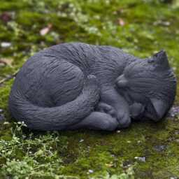 Black Curled Cat Figure Stone Sleeping Kitty Statue Concrete Kitten Decoration Cement Memorial Ornament Pet Lover Gift Garden - thumbnail 3
