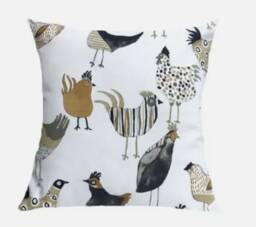 Harriet Graphite Chicken Hens Cushion Cover , Throw Pillow Scatter Cushions UK - thumbnail 1