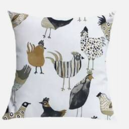 Harriet Graphite Chicken Hens Cushion Cover , Throw Pillow Scatter Cushions UK - thumbnail 2