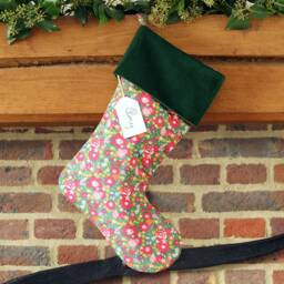 Personalised Liberty Fabrics Betsy Star Christmas Stocking Cotton Velvet Cuff & Name Label - thumbnail 3