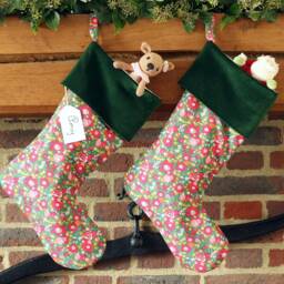 Personalised Liberty Fabrics Betsy Star Christmas Stocking Cotton Velvet Cuff & Name Label - thumbnail 2