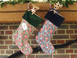 Personalised Liberty Fabrics Betsy Star Christmas Stocking Cotton Velvet Cuff & Name Label