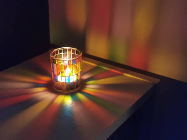 Small Handmade Stained Glass Style Tealight Holder - image 1