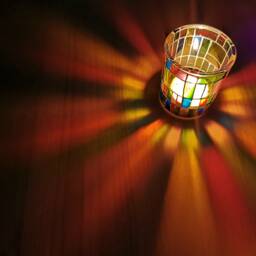 Small Handmade Stained Glass Style Tealight Holder - thumbnail 2