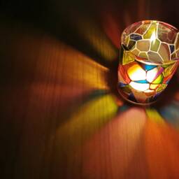 Small Handmade Stained Glass Style Tealight Holder - thumbnail 3