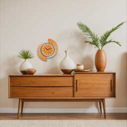 Handmade Mid-Century Wall Clock Orange Split Atom Atomic Design - thumbnail 3