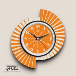 Handmade Mid-Century Wall Clock Orange Split Atom Atomic Design