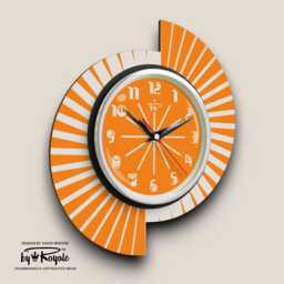 Handmade Mid-Century Wall Clock Orange Split Atom Atomic Design - thumbnail 2