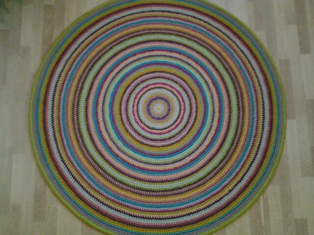 Handmade Wool Round Rug Colorful Crochet Carpet - image 1