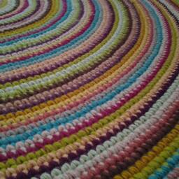 Handmade Wool Round Rug Colorful Crochet Carpet - thumbnail 3