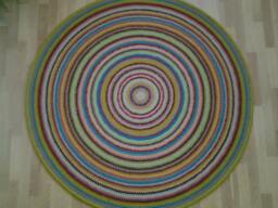 Handmade Wool Round Rug Colorful Crochet Carpet - thumbnail 1