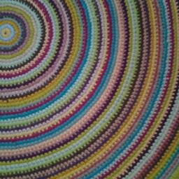 Handmade Wool Round Rug Colorful Crochet Carpet - thumbnail 4