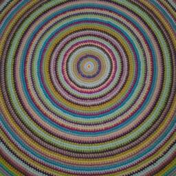 Handmade Wool Round Rug Colorful Crochet Carpet - thumbnail 2