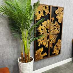 Handmade Olive Wood Diptych Wall Art, Modern Luxury Decor, Natural Grain Statement Piece - thumbnail 4