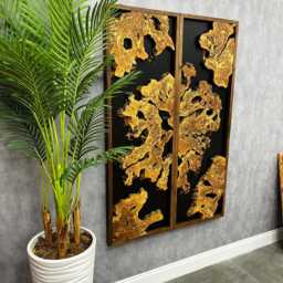 Handmade Olive Wood Diptych Wall Art, Modern Luxury Decor, Natural Grain Statement Piece - thumbnail 2