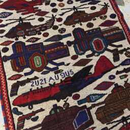 Afghan War Rug Handwoven 3x4.5Ft Turkmen Tribal Wool Rug, Kids Room Carpet, Wall Hanging - thumbnail 3