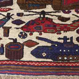 Afghan War Rug Handwoven 3x4.5Ft Turkmen Tribal Wool Rug, Kids Room Carpet, Wall Hanging - thumbnail 4