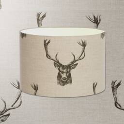 Lampshade in Highland Stag Head Fabric Handmade Various Sizes Free UK Delivery - thumbnail 1