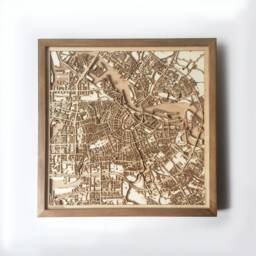 Amsterdam Wooden Map - Laser Cut 3D City Streets, Framed Minimalist Wall Art - thumbnail 1