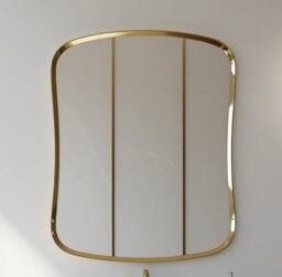 Asymmetrical Gold Frame Mirror Modern Home & Wall Decor, Vanity, Bathroom, Living Room Mirror - thumbnail 3