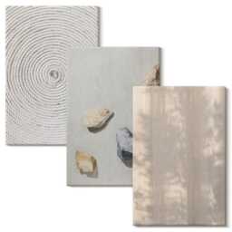 3 Piece Canvas Set - Boho Textures Natural Structures, Beige Picture Print, Wall Decor - thumbnail 2