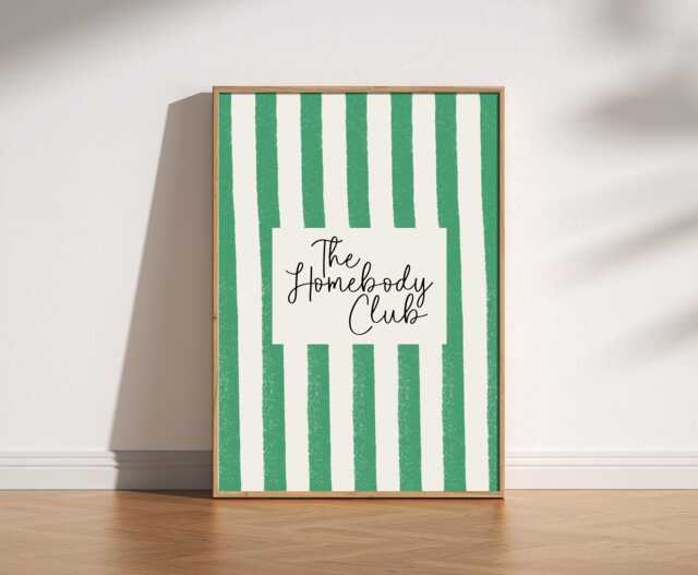The Homebody Club Print, Retro Striped Art Nostalgic Cosy Home Decor, Entryway Living Room Bedroom Art, Trendy Aesthetic, Vintage - image 1