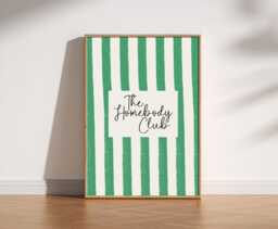 The Homebody Club Print, Retro Striped Art Nostalgic Cosy Home Decor, Entryway Living Room Bedroom Art, Trendy Aesthetic, Vintage - thumbnail 1