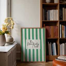 The Homebody Club Print, Retro Striped Art Nostalgic Cosy Home Decor, Entryway Living Room Bedroom Art, Trendy Aesthetic, Vintage - thumbnail 2