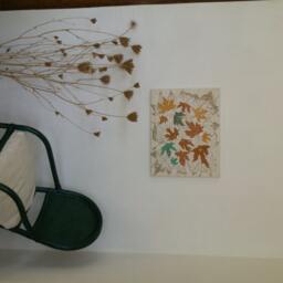 Original Painting Autumn, Leaves Wall Art Canvas, Decor, Painting, Brown Yellow Green On White Paintings, Gift - thumbnail 4
